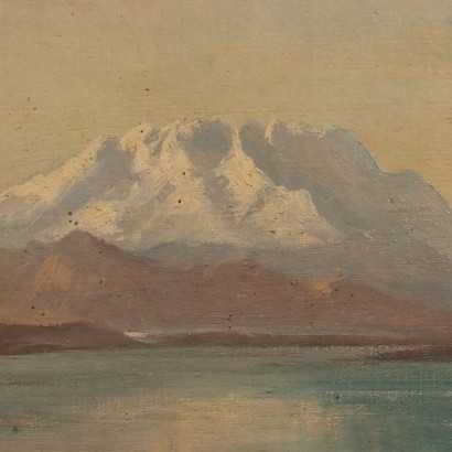Pintura de paisaje con el lago Varese