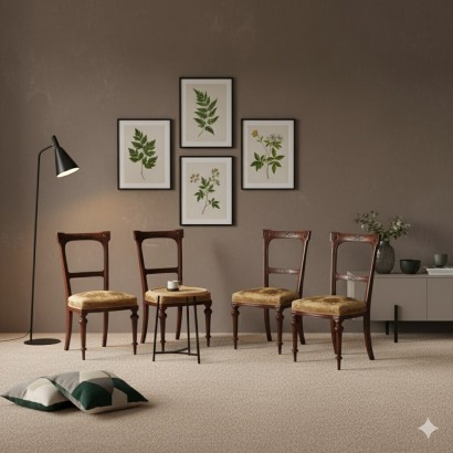 Chaises 4, Groupe de quatre chaises en acajou