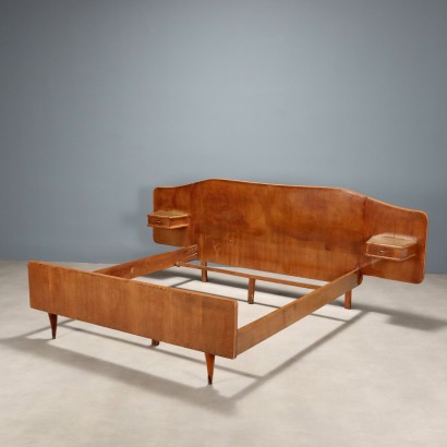 Vintage Double Bed Maple Burl Veneer Design Italy 1950s