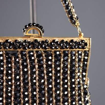 Sac de soirée vintage noir et doré