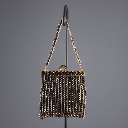 Sac de soirée vintage noir et doré