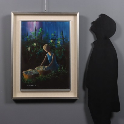 Peinture d'Eliano Fantuzzi, Figure avec des fleurs, Eliano Fantuzzi, Eliano Fantuzzi, Eliano Fantuzzi, Eliano Fantuzzi, Eliano Fantuzzi, Eliano Fantuzzi
