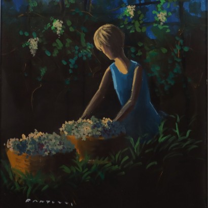 Peinture d'Eliano Fantuzzi, Figure avec des fleurs, Eliano Fantuzzi, Eliano Fantuzzi, Eliano Fantuzzi, Eliano Fantuzzi, Eliano Fantuzzi, Eliano Fantuzzi