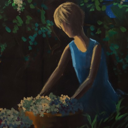 Peinture d'Eliano Fantuzzi, Figure avec des fleurs, Eliano Fantuzzi, Eliano Fantuzzi, Eliano Fantuzzi, Eliano Fantuzzi, Eliano Fantuzzi, Eliano Fantuzzi