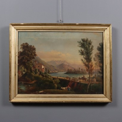 Peinture de paysage avec le lac Pusiano, Paysage avec le lac Pusiano en Brianza