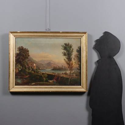 Peinture de paysage avec le lac Pusiano, Paysage avec le lac Pusiano en Brianza