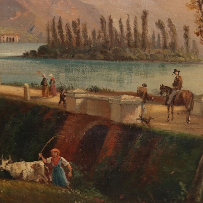 Peinture de paysage avec le lac Pusiano, Paysage avec le lac Pusiano en Brianza