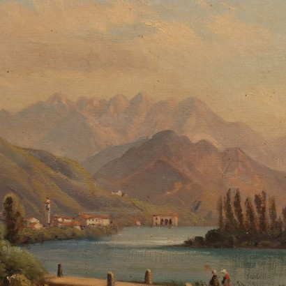 Peinture de paysage avec le lac Pusiano, Paysage avec le lac Pusiano en Brianza