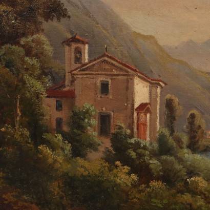 Peinture de paysage avec le lac Pusiano, Paysage avec le lac Pusiano en Brianza