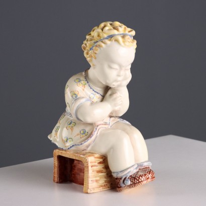 Sculpture en terre cuite majolique par Minghetti Manufacture