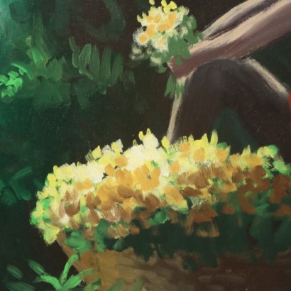 Painting by Eliano Fantuzzi, Figure with Flowers, Eliano Fantuzzi, Eliano Fantuzzi, Eliano Fantuzzi, Eliano Fantuzzi