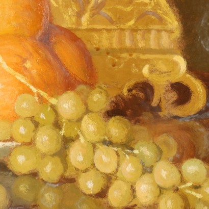 Gemälde von Ernesto Alcide Campestrini, Stillleben mit Uhr und Obst, Ernesto Alcide Campestrini, Ernesto Alcide Campestrini, Ernesto Alcide Campestrini
