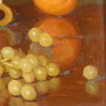 Gemälde von Ernesto Alcide Campestrini, Stillleben mit Uhr und Obst, Ernesto Alcide Campestrini, Ernesto Alcide Campestrini, Ernesto Alcide Campestrini