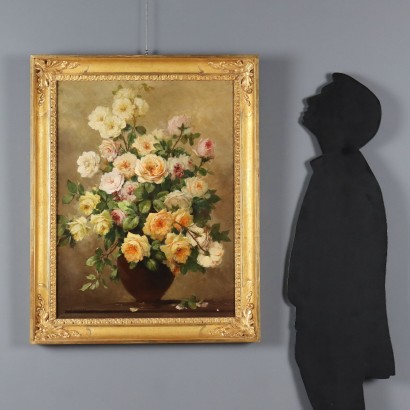 Composición de pintura con rosas