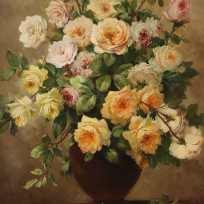 Composición de pintura con rosas