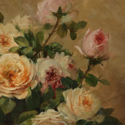 Composición de pintura con rosas