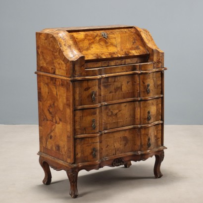 Antique Flap Cabinet Walnut 7 Drawers Italy XX Century