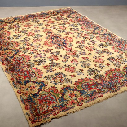 Antique Kerman Carpet Cotton Heavy Knot Handmade 108 x 73 In