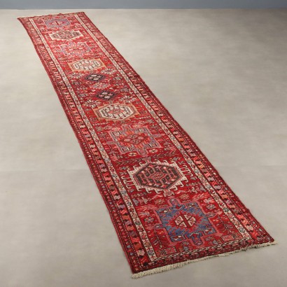 Antique Heriz Carpet Cotton Wool Heavy Knot Handmade 191 x 34 In