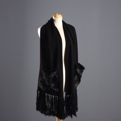 Vintage Fendi Scarf Wool Fur with Pockets Italy 1990s