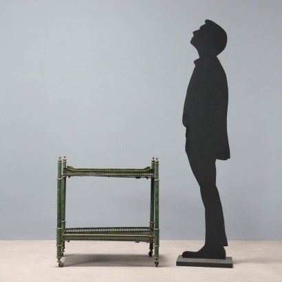 Antique Lacquered Iron Trolley with Faux Marble Finish, Italy, 20th Century_1328266 Trolley, Iron Trolley with Lacquer Finish
