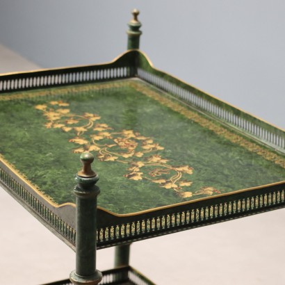 Antique Lacquered Iron Trolley with Faux Marble Finish, Italy, 20th Century_1328267 Trolley, Iron Trolley with Lacquer Finish