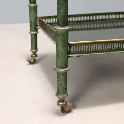 Antique Lacquered Iron Trolley with Faux Marble Finish, Italy, 20th Century_1328269 Trolley, Iron Trolley with Lacquer Finish