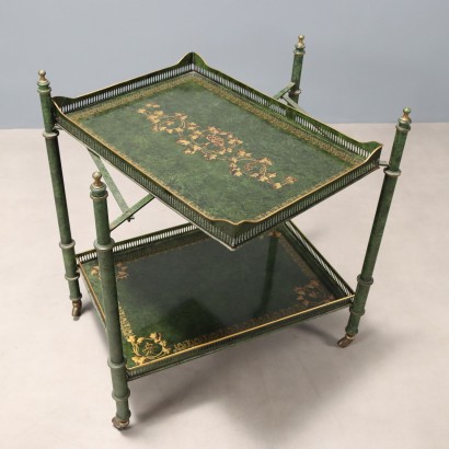 Antique Lacquered Iron Trolley with Faux Marble Finish, Italy, 20th Century_1328272 Trolley, Iron Trolley with Lacquer Finish
