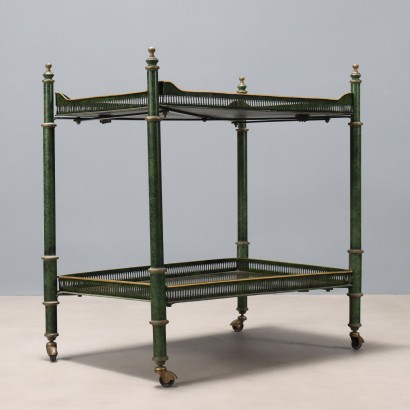 Antique Lacquered Iron Trolley with Faux Marble Finish, Italy, 20th Century_1328274 Trolley, Iron Trolley with Lacquer Finish