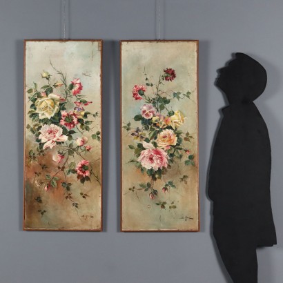 Pair of Paintings with Roses, Pair of Paintings with Roses and Carnations, Pair of Paintings with Roses and Carnations.