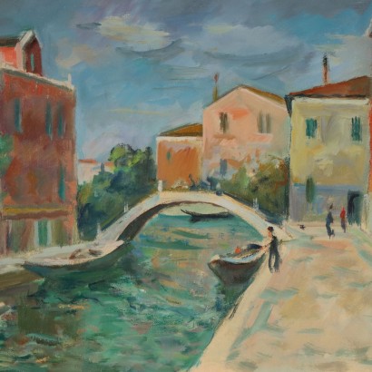 Painting by Eugenio Polesello, Canal in Venice, Eugenio Polesello, Eugenio Polesello, Eugenio Polesello, Eugenio Polesello