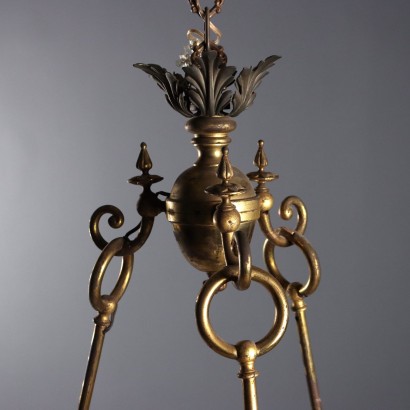 Antique Gilded Bronze Glass Chandelier 7 Lights Italy 19th Century_1328475 CHANDELIER, Seven-Light Chandelier