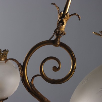 Antique Gilded Bronze Glass Chandelier 7 Lights Italy 19th Century_1328476 CHANDELIER, Seven-Light Chandelier