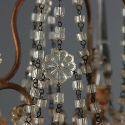 Antique 9-Light Chandelier in Glass and Iron, Gilded, Italy, 19th Century_1328521 Chandelier, Nine-Light Chandelier