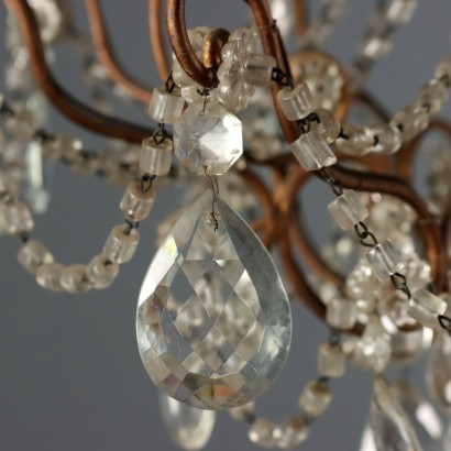 Antique 9-Light Chandelier in Glass and Iron, Gilded, Italy, 19th Century_1328522 Chandelier, Nine-Light Chandelier