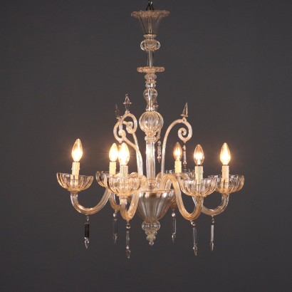 Venetian Chandelier in Transparent Blown Glass