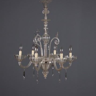 Antique Venetian Chandelier in Blown Glass, 6 Lights, 19th Century_1328536 Chandelier, Venetian Chandelier, Venetian Blown Glass Chandelier t