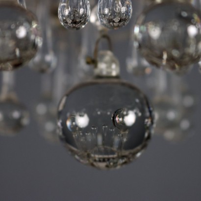 Lámpara de araña antigua de metal y vidrio de 6 luces, Italia, siglo XIX_1328548 Lámpara de araña, lámpara de araña de seis luces