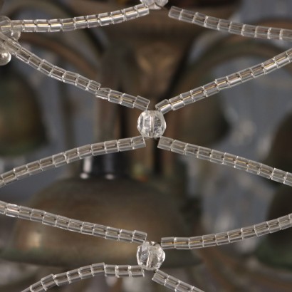 Lámpara de araña antigua de metal y vidrio de 6 luces, Italia, siglo XIX_1328552 Lámpara de araña, lámpara de araña de seis luces