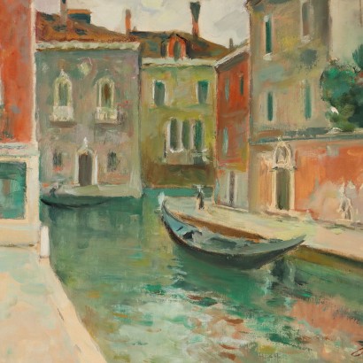 Pintura de Eugenio Polesello, Río en Venecia, Eugenio Polesello, Eugenio Polesello, Pintura de Eugenio Polesello, Eugenio Polesello
