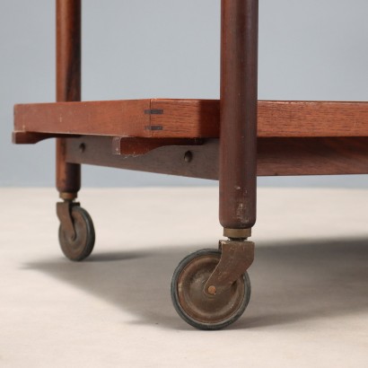 Carrito vintage de chapa de teca con tres estantes, diseño de los años 60_1328887 Tranvía de tres pisos Años 0apostrop