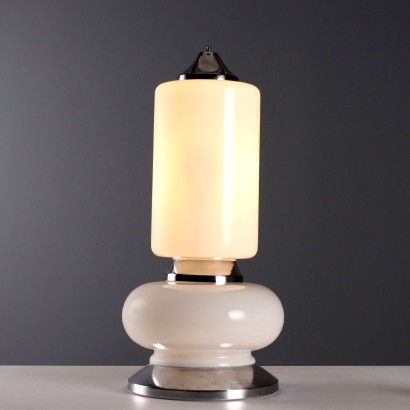 Vintage Tischlampe aus Metall und Glas, italienisches Design, 1960er_1328905 1960er Lampe
