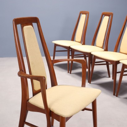 Vintage Esszimmerstühle aus Holz und Stoff, italienisches Design, 1960er_1328929 Sechs Stühle aus den 1960er Jahren