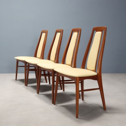 Vintage Esszimmerstühle aus Holz und Stoff, italienisches Design, 1960er_1328930 Sechs Stühle aus den 1960er Jahren