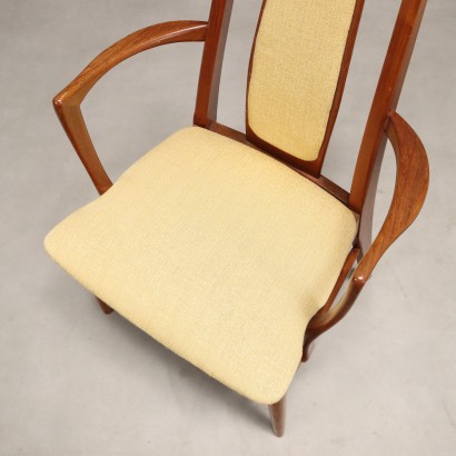 Vintage Esszimmerstühle aus Holz und Stoff, italienisches Design, 1960er_1328935 Sechs Stühle aus den 1960er Jahren