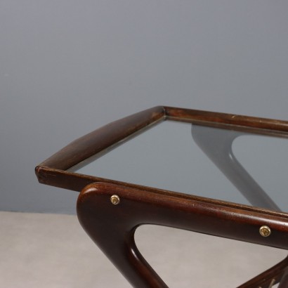 Vintage Servierwagen aus gebeizter Buche mit Glas, italienisches Design, 1960er_1328954 60er-Jahre-Trolley