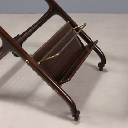 Vintage Servierwagen aus gebeizter Buche mit Glas, italienisches Design, 1960er_1328956 60er-Jahre-Trolley
