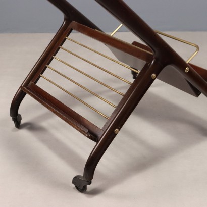 Vintage Servierwagen aus gebeizter Buche mit Glas, italienisches Design, 1960er_1328957 60er-Jahre-Trolley