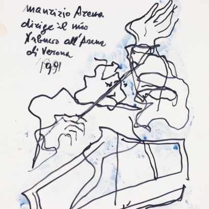Dessin de Luciano Minguzzi, Maurizio Arena dirige mon Nabucco a, Luciano Minguzzi, Luciano Minguzzi