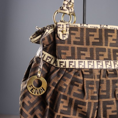 Fendi Kochtasche Vintage Leder Irisierender Stoff Italien 1960er-70er Jahre_1329377 Fendi Vintage Kochtasche